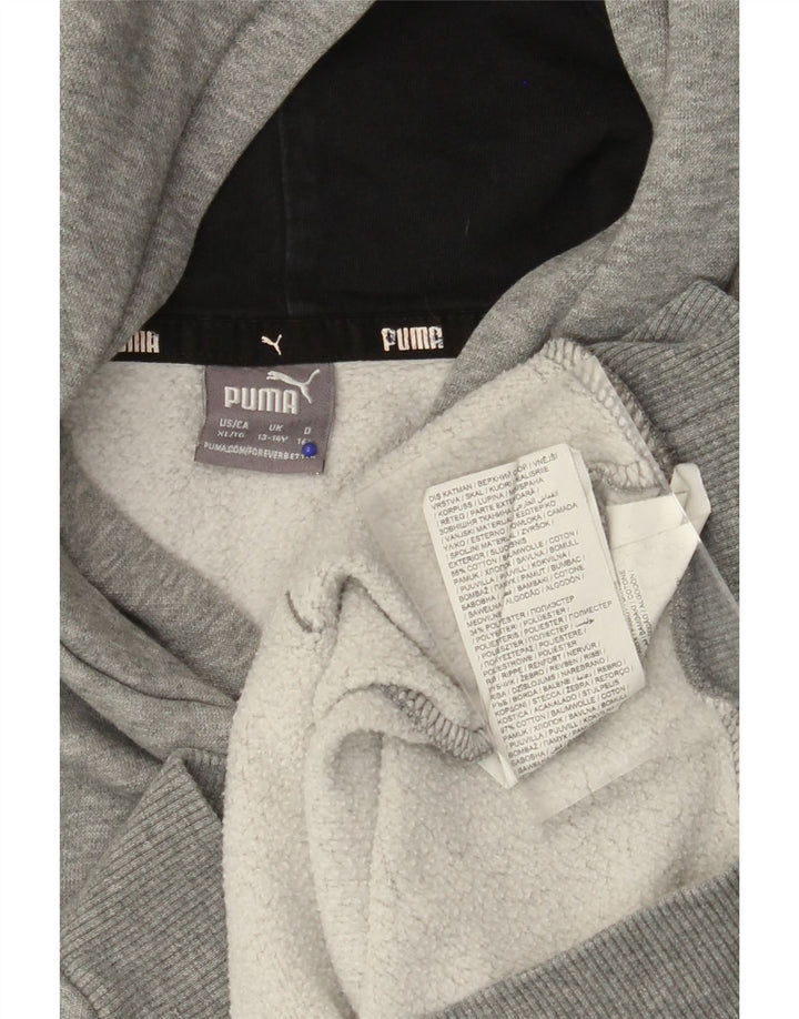 PUMA Sudadera con capucha gráfica para niños 13-14 años Algodón gris
