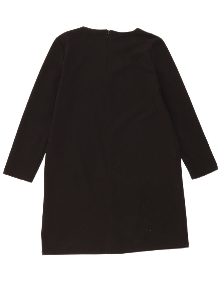 Vintage mujer manga larga cambio vestido Reino Unido 14 medio negro