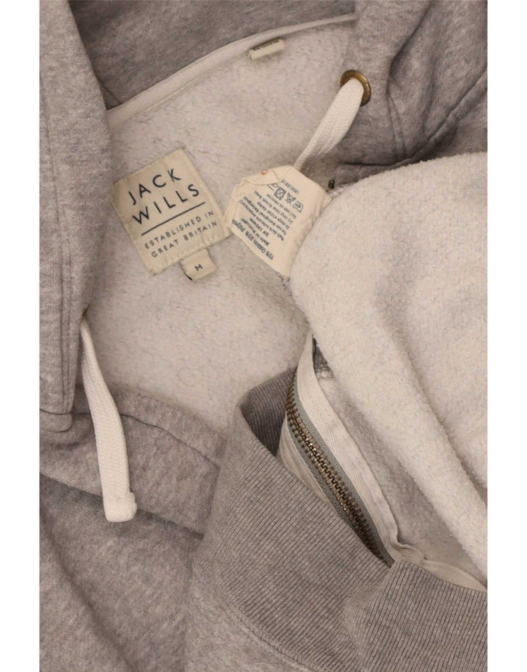 Jack Wills Sudadera con capucha y cremallera para hombre de algodón moteado gris medio