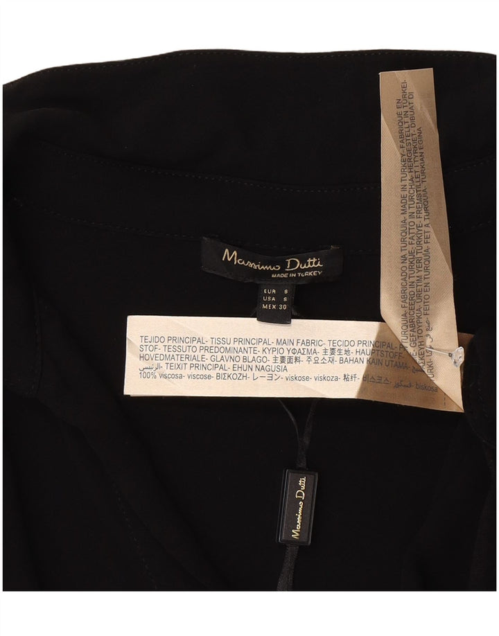 Massimo Dutti Blusa Manga Larga Mujer UK 40 Small Viscosa Negra