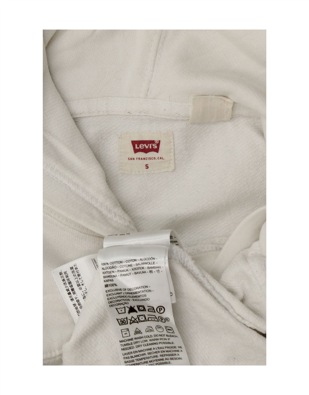 Levi's Hombre Sudadera Con Capucha Gráfica Jersey Pequeño De Algodón Blanco