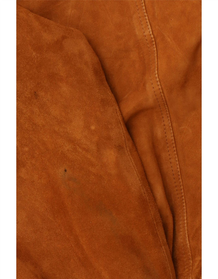 LAVORAZIONE ARTIGIANA Cazadora bomber de ante para hombre IT 48 Cuero marrón medio