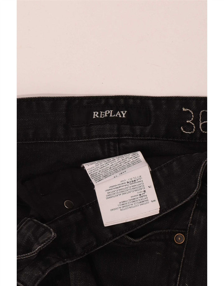 Replay Vaqueros rectos Waitom para hombre W36 L32 Algodón negro