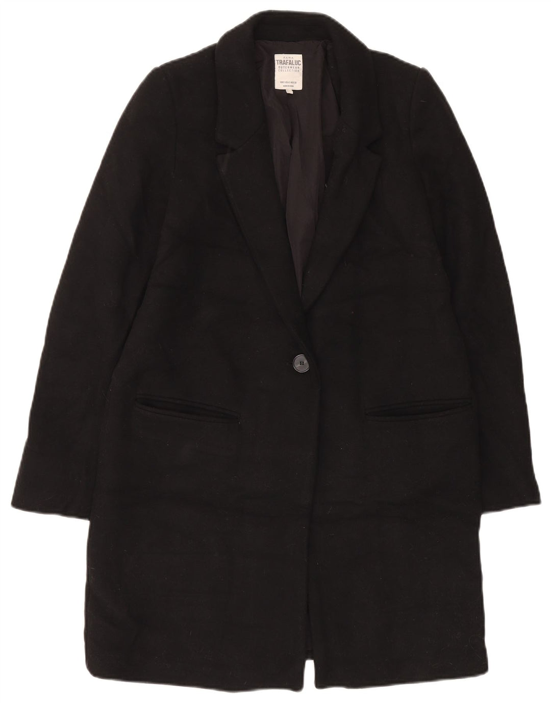 Zara Mujer Abrigo UK 10 Small Lana Negra