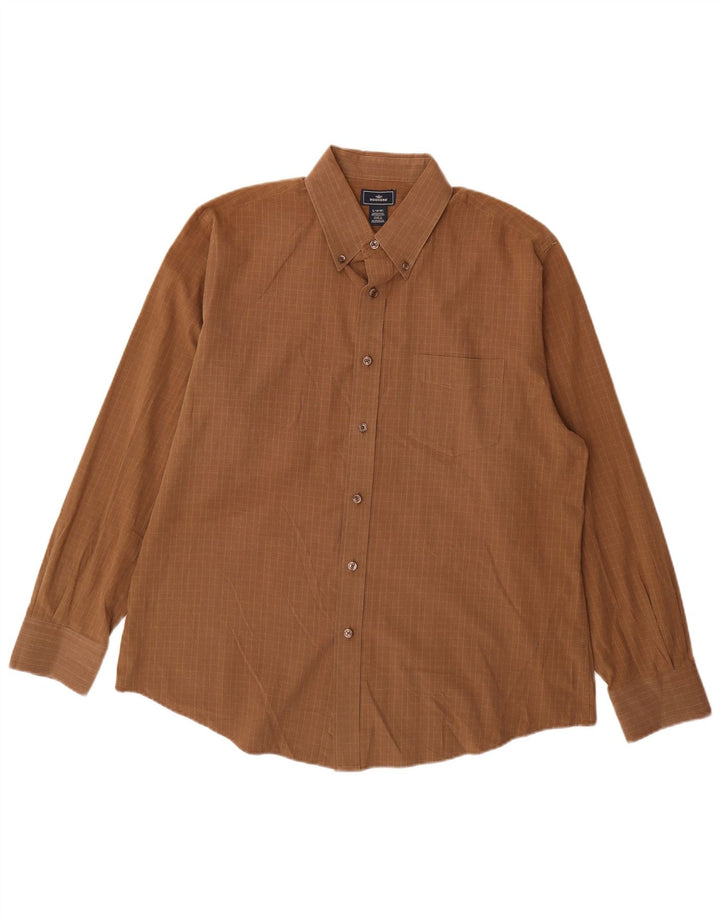 Dockers Camisa para hombre talla 16 16 1/2 grande algodón a cuadros marrón