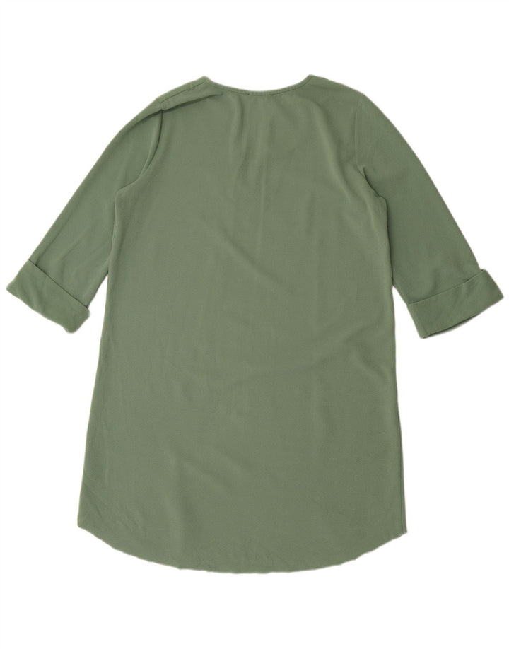 Zara Vestido recto extragrande con manga 3/4 para mujer, talla S, verde