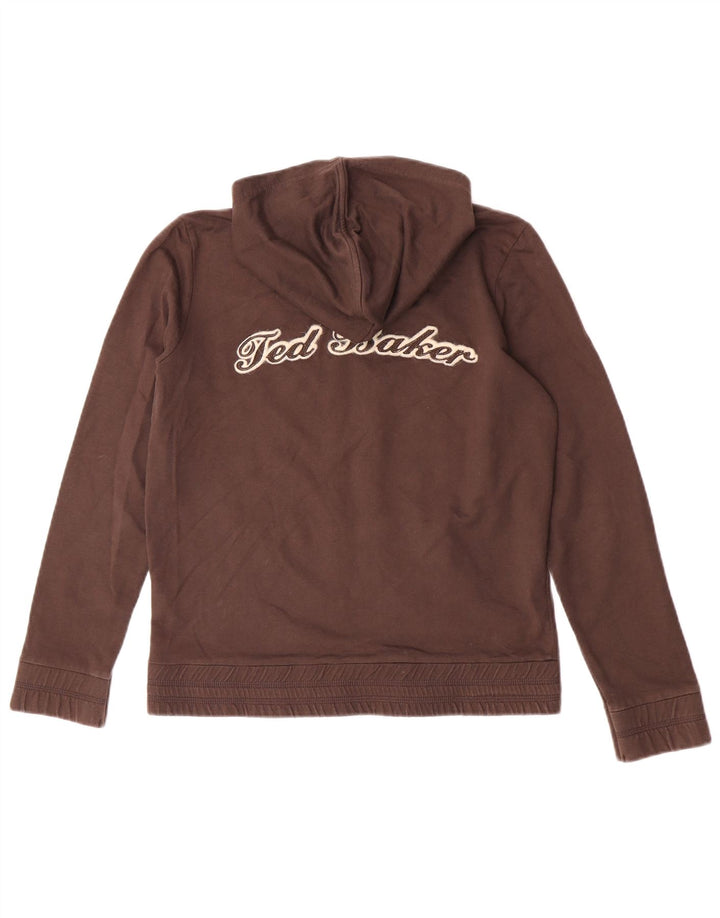 Ted Baker Sudadera con capucha y cremallera gráfica para mujer Talla 3 Algodón marrón medio