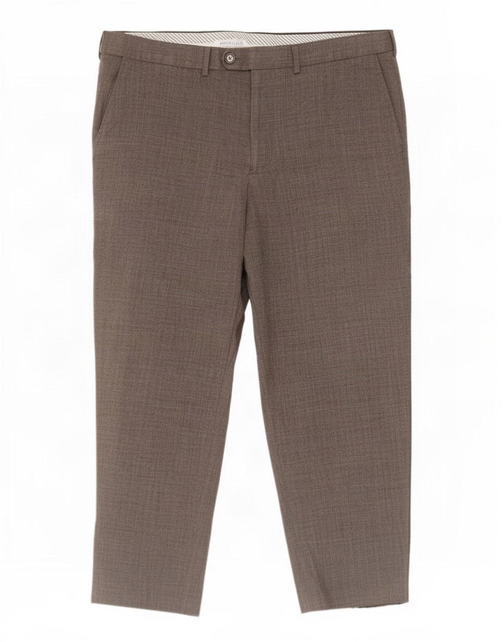 Marks & Spencer Pantalón de traje recto para hombre W38 L27 Poliéster gris