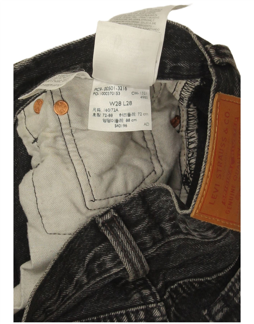 Levi's Vaqueros rectos 501 para hombre W28 L28 Algodón gris