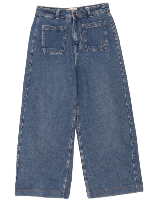 Marks & Spencer Vaqueros de pierna ancha y cintura alta para mujer UK 10 Small W28 L24 Azul