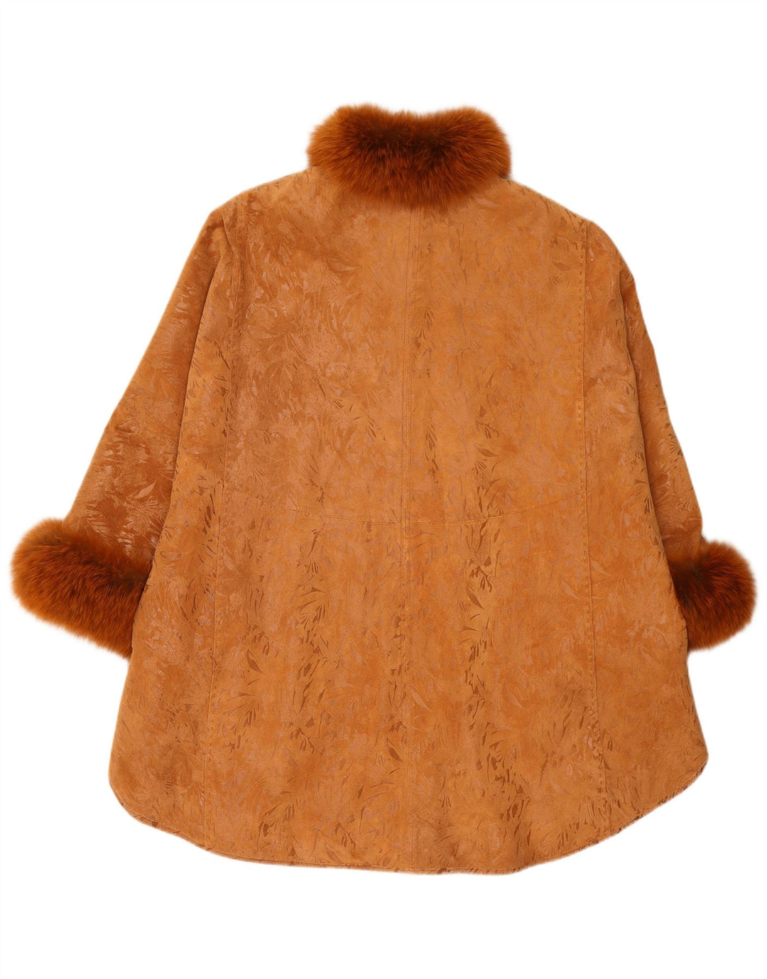 Vintage mujer 3/4 manga ante abrigo talla única cuero marrón