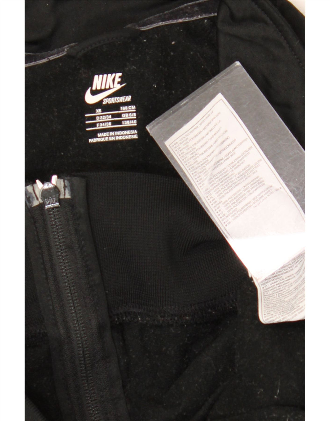 Nike Chaqueta de chándal para mujer UK 6/8 XS Poliéster a rayas negras