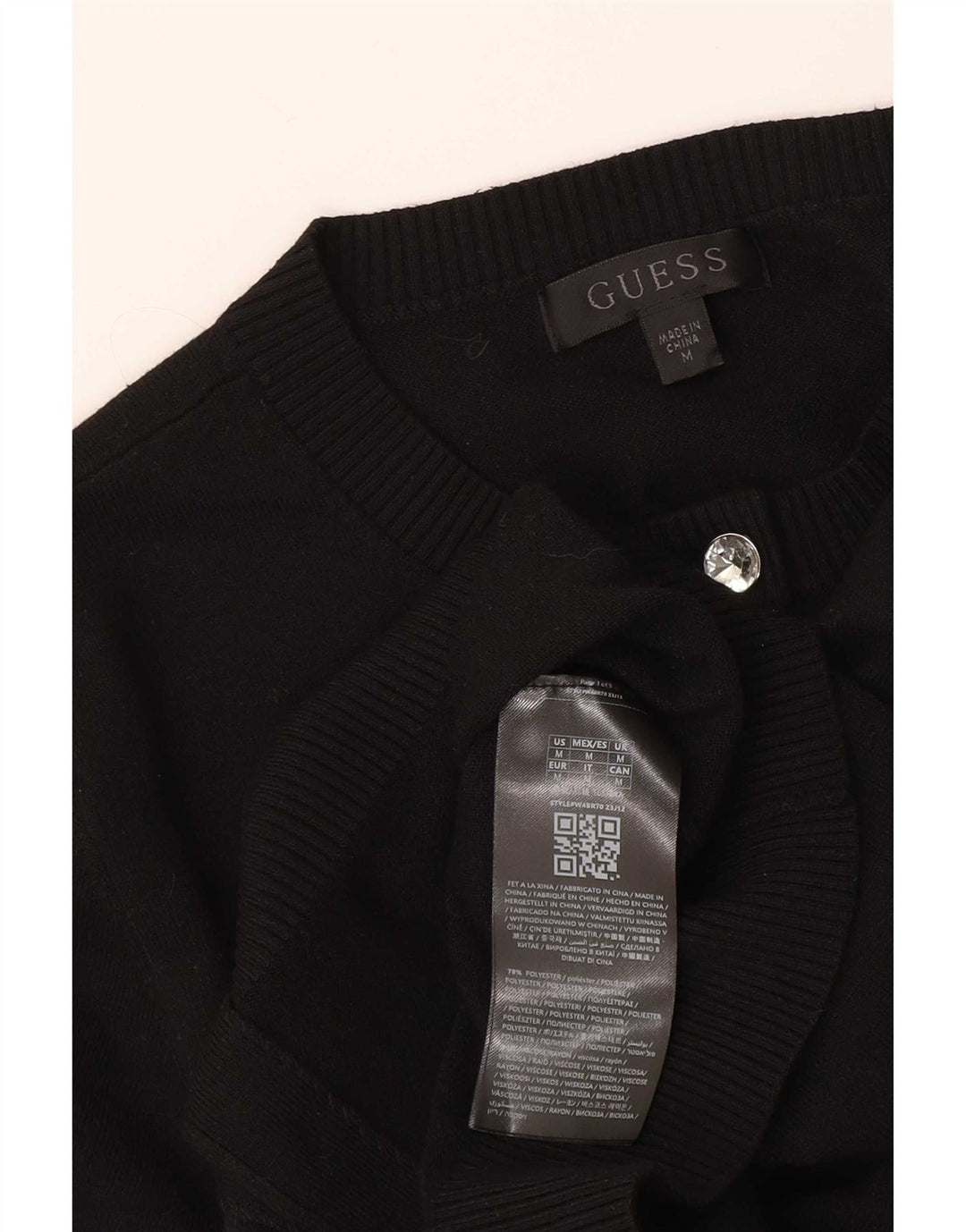 Guess Suéter tipo cárdigan corto para mujer UK 12 Mediano Poliéster negro