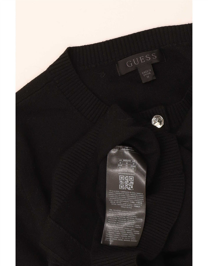 Guess Suéter tipo cárdigan corto para mujer UK 12 Mediano Poliéster negro