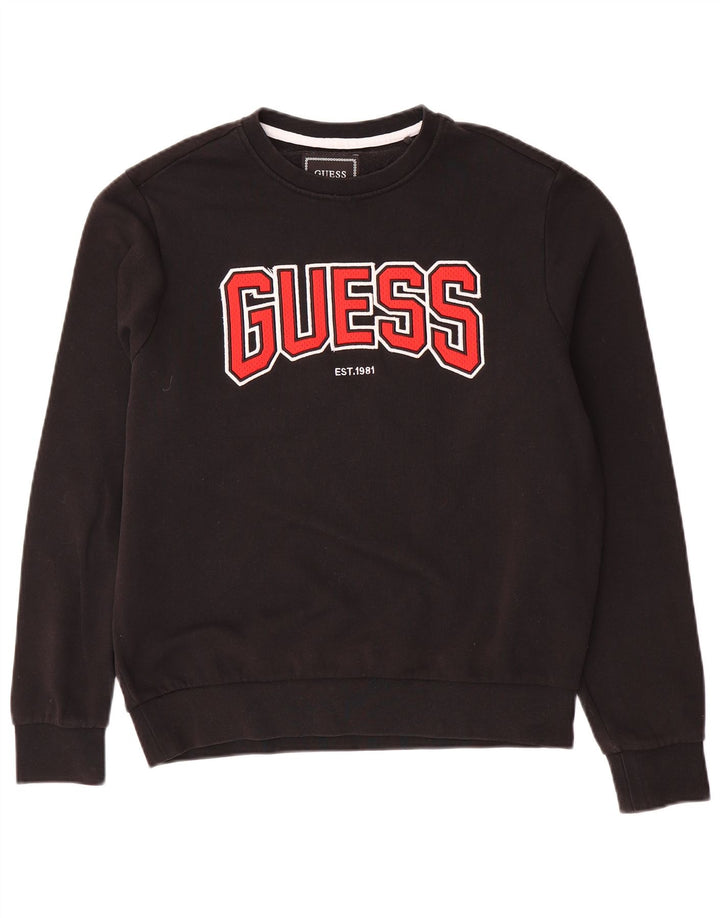 Guess Mens Graphic Sudadera Jumper UK 34 Pequeño Algodón Negro