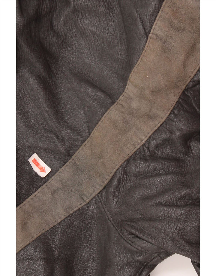 Chaqueta Mujer Lavorazione Artigiana IT 44 Cuero Colorblock Gris Medio