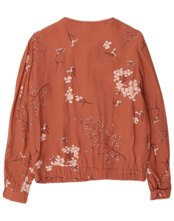 Massimo Dutti Chaqueta Bomber Mujer UK 42 Viscosa Floral Rosa Mediana