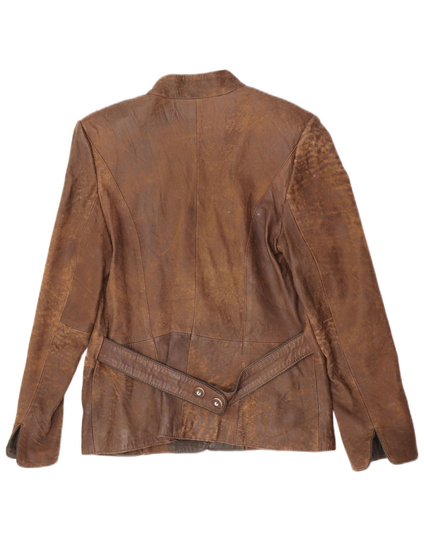 Vintage mujer 1 botón Blazer chaqueta EU 38 medio marrón colorblock