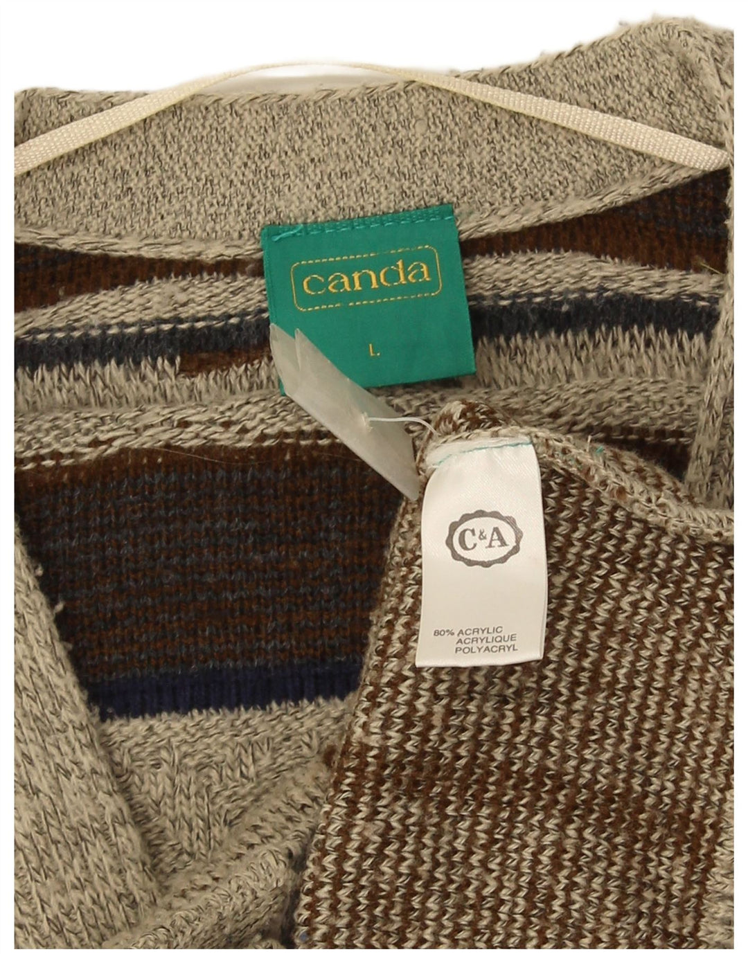 Canada Mens Cardigan Suéter Grande Gris Geométrico Acrílico