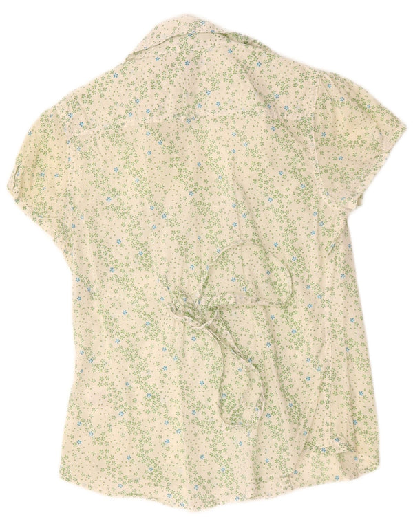 Blusa tipo camisa de manga corta para mujer de White Stuff, talla mediana, de algodón floral