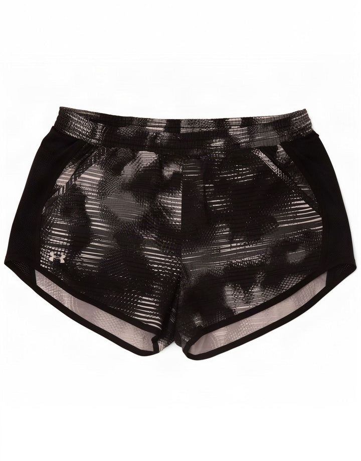 Under Armour Pantalones cortos deportivos con estampado abstracto para mujer, talla 10, color negro
