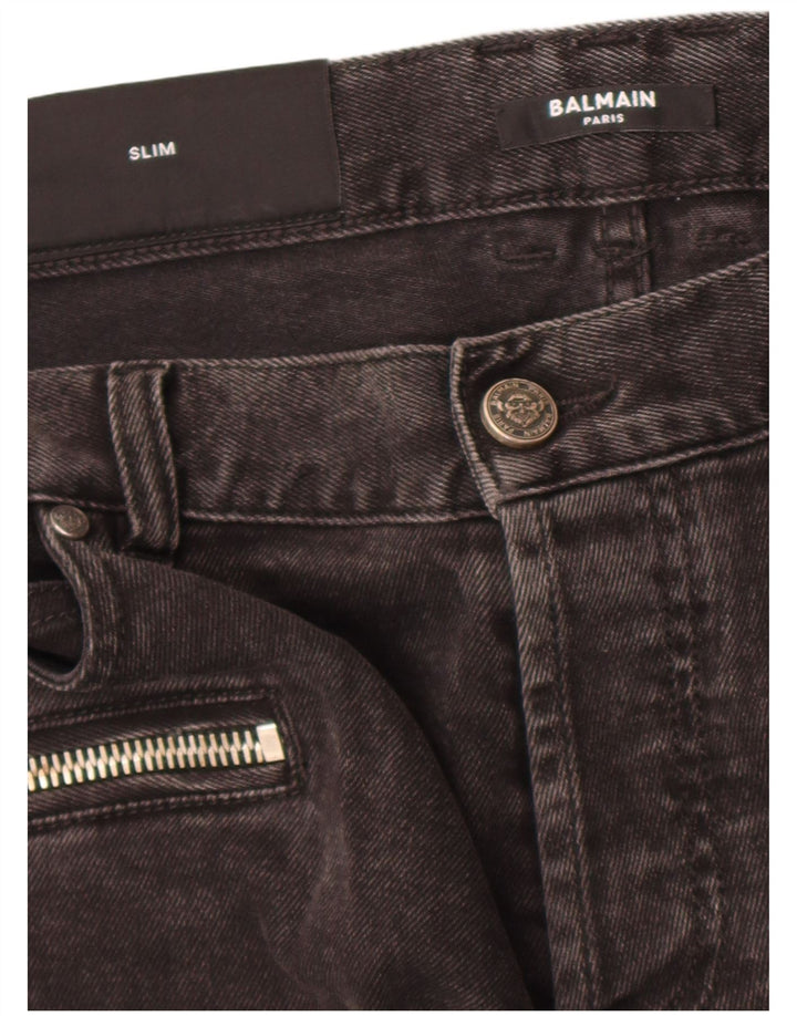 Balmain Vaqueros Slim Para Hombre W34 L30 Algodón Gris
