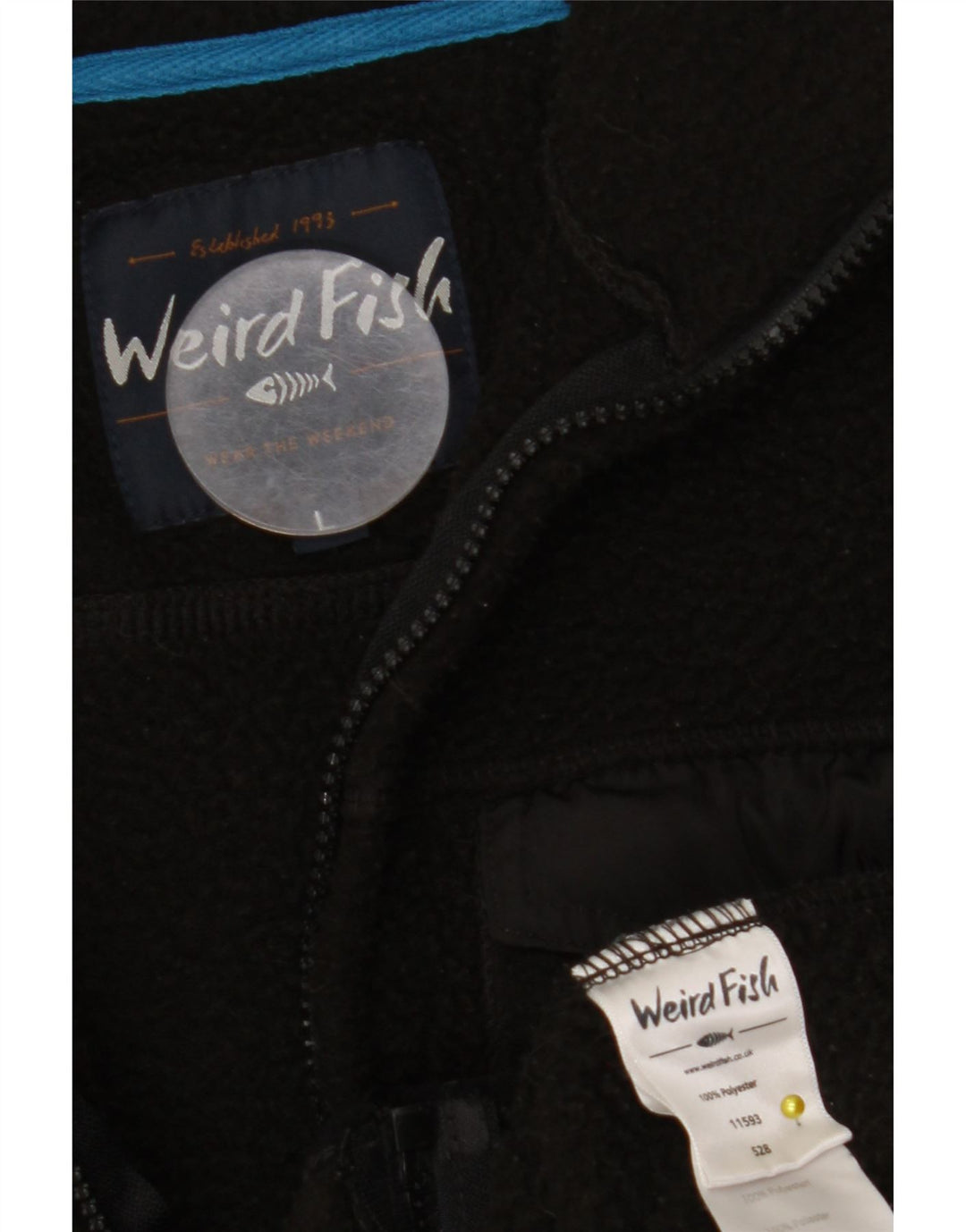 WEIRD FISH Chaqueta polar para hombre UK 40 Large Poliéster negro