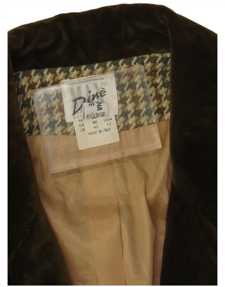 Vintage mujer 1 botón Blazer chaqueta EU 38 Medium Beige Houndstooth