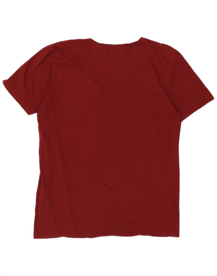 ZARA Hombre Camiseta Top XL Granate Algodón
