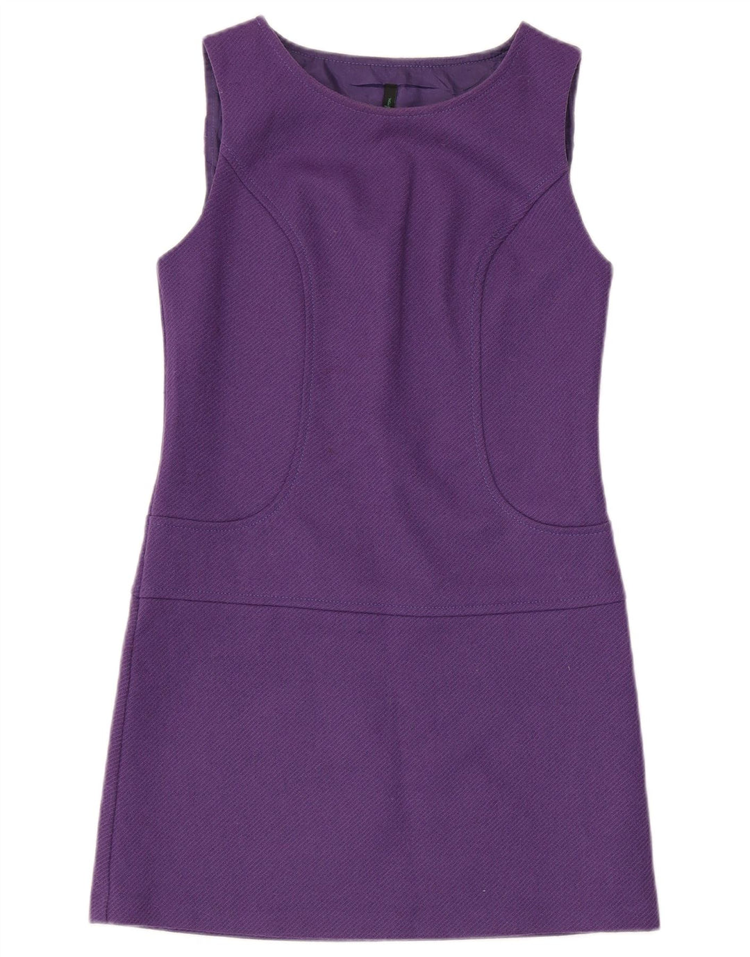 BENETTON Vestido tubo sin mangas para mujer UK 6 XS Lana virgen morada