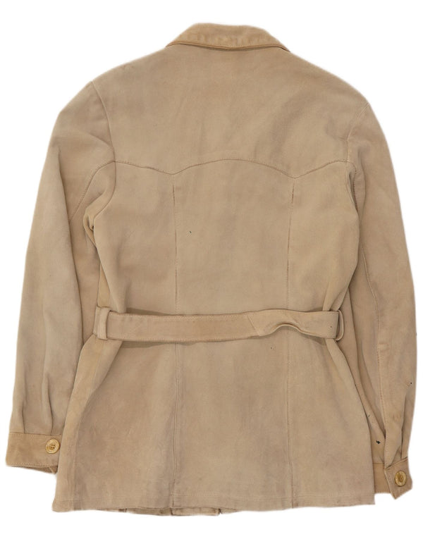 Chaqueta de ante vintage para mujer UK 12 Mediana Beige de cuero