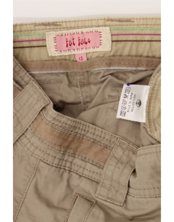 Pantalones cortos cargo para mujer Fat Face UK 12 Medium W30 Caqui Algodón