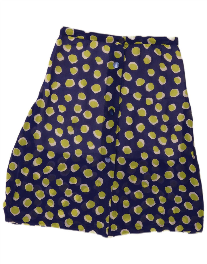 Vintage mujer A-Line falda W30 medio azul marino manchado
