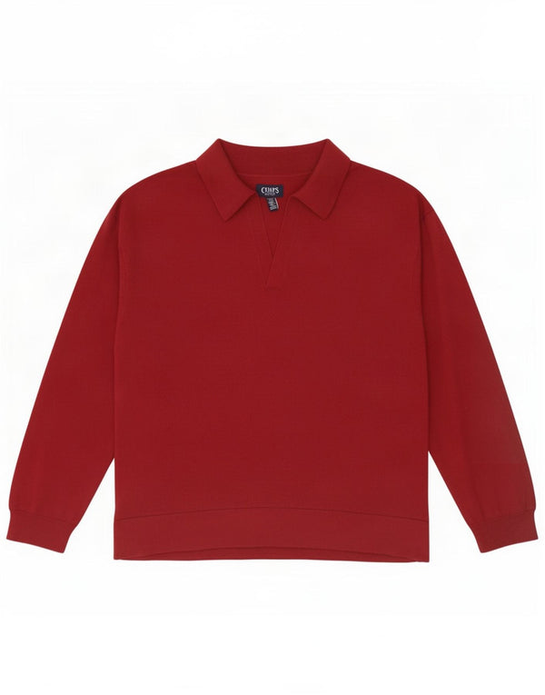Chaps Womens Polo Neck Jumper Sweater UK 18 XL Maroon Cotton