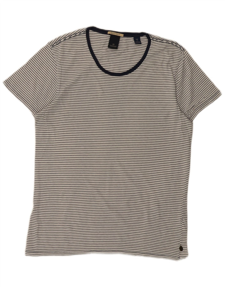 SCOTCH & SODA Hombre Camiseta Top Medium Blanco Rayas Algodón
