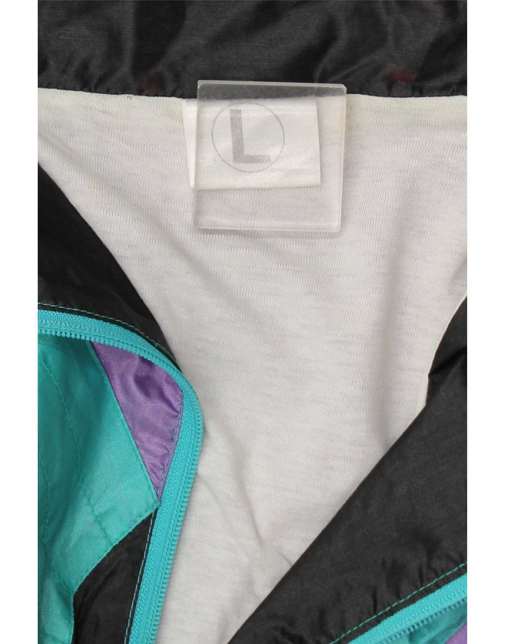 Vintage hombres chándal top chaqueta grande multicolor colorblock poliamida
