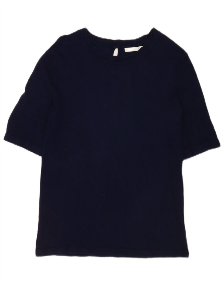 Zara Camiseta Mujer Top UK 40 Grande Azul Marino