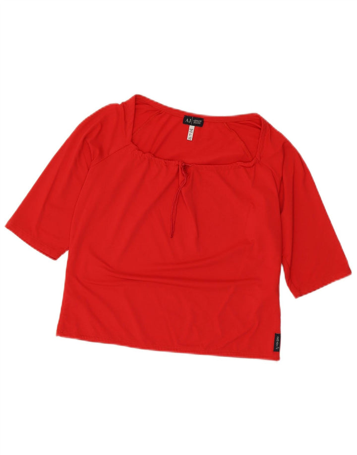 Armani Jeans Blusa corta de manga 3/4 para mujer UK 44 Poliamida roja mediana