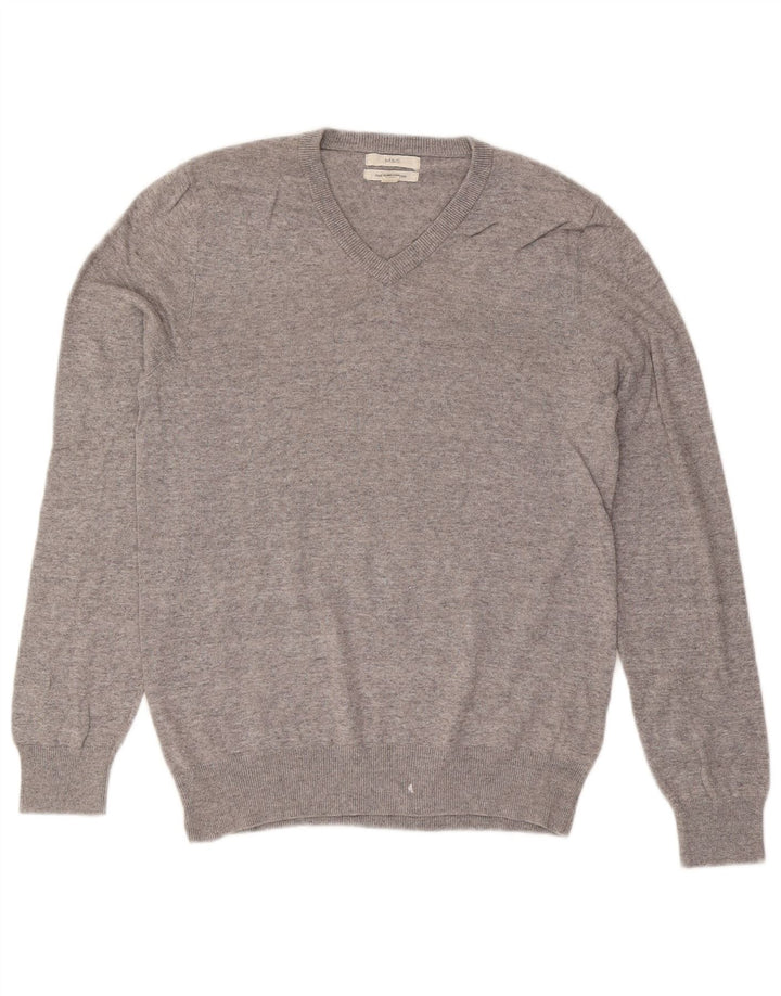 Marks & Spencer Suéter con Cuello en V para Hombre Pequeño Algodón Moteado Gris