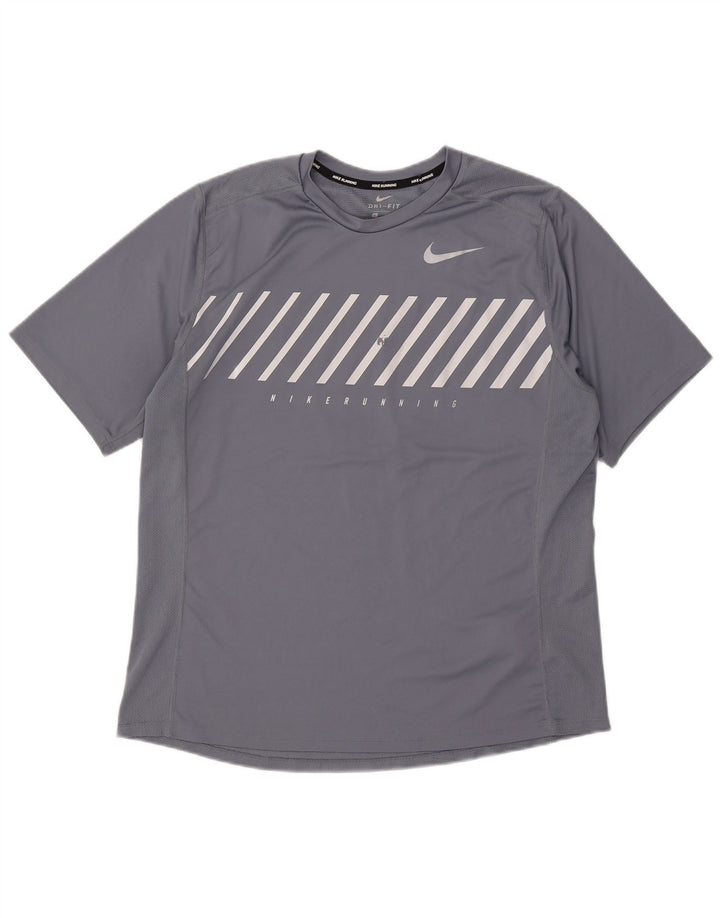 Nike Camiseta Dri Fit Graphic para hombre Top XL Poliéster a rayas grises