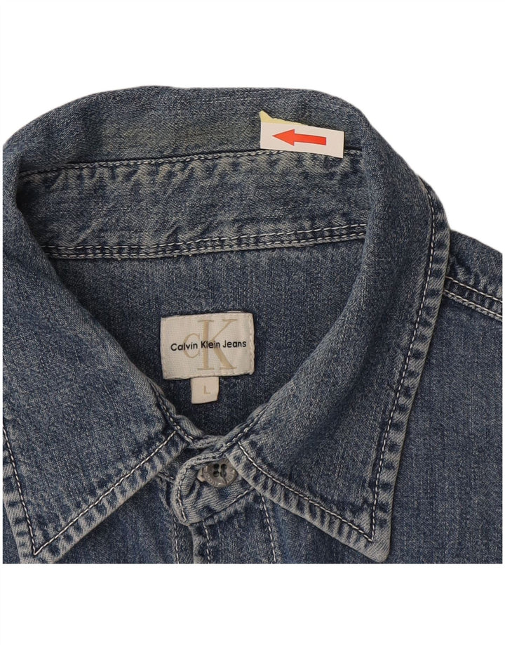 Camisa vaquera Calvin Klein para hombre Algodón azul grande