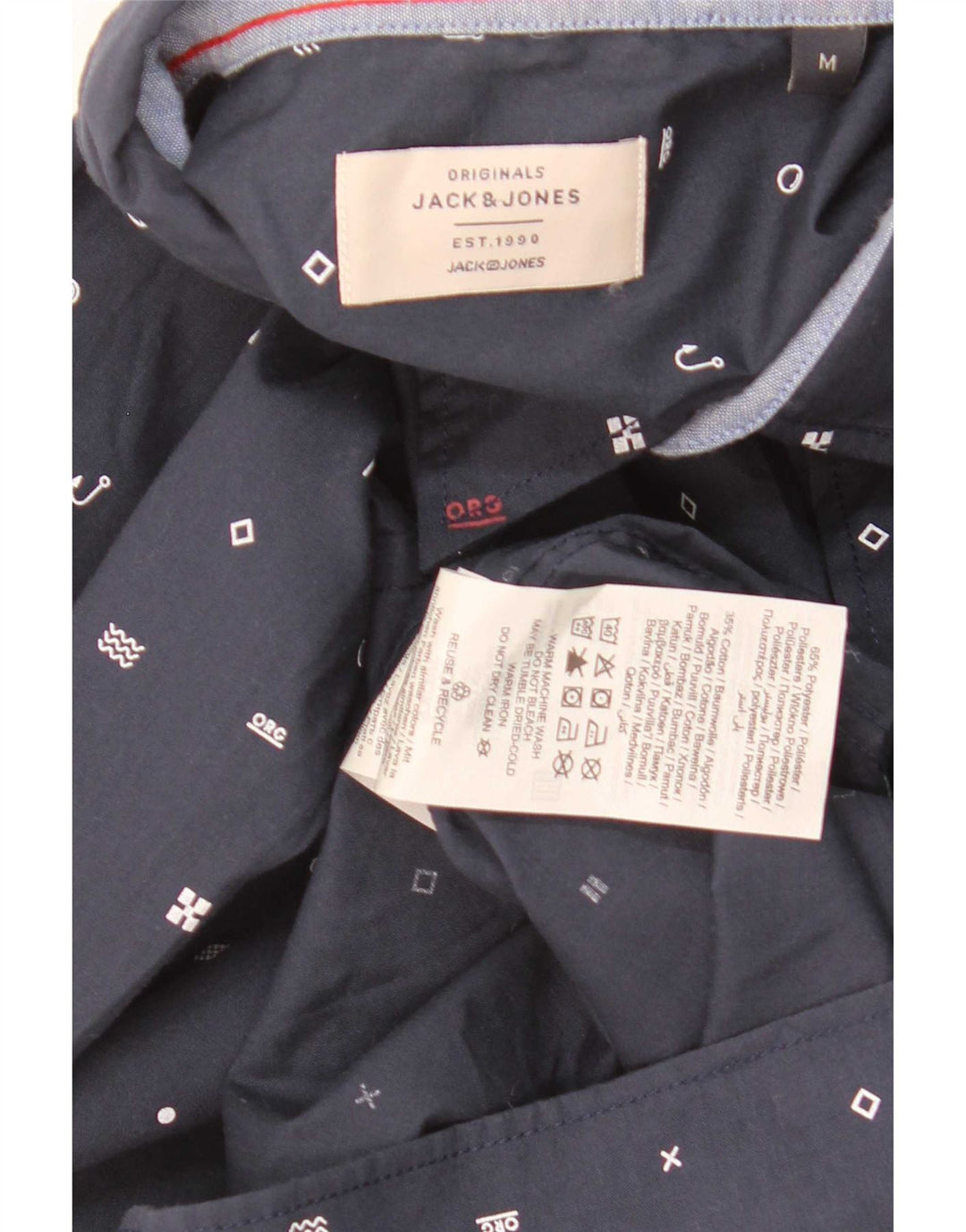 Camisa Jack & Jones Hombre con Estampado Abstracto Poliéster Azul Marino Mediano