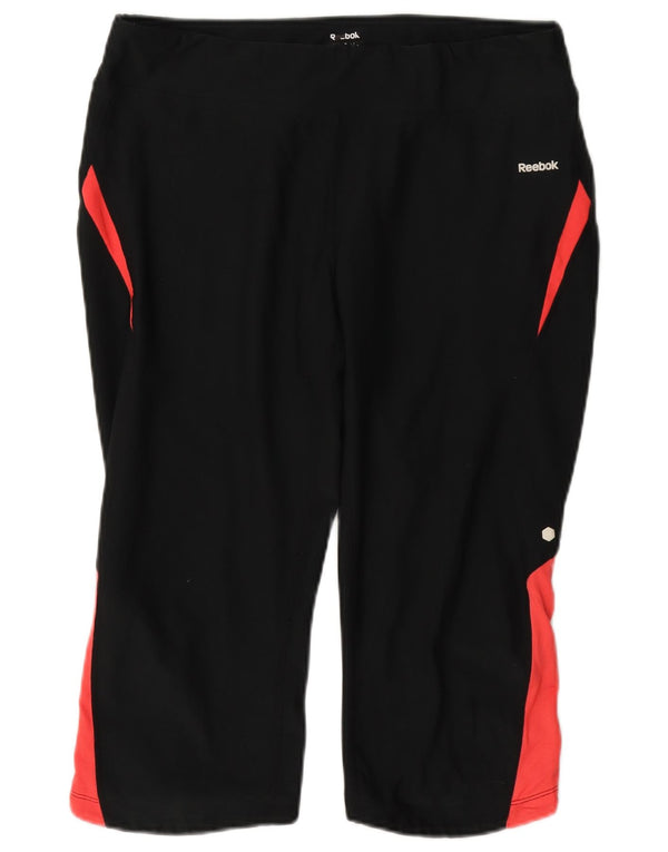 Reebok Pantalones de chándal capri para mujer, talla 40, talla grande, color negro