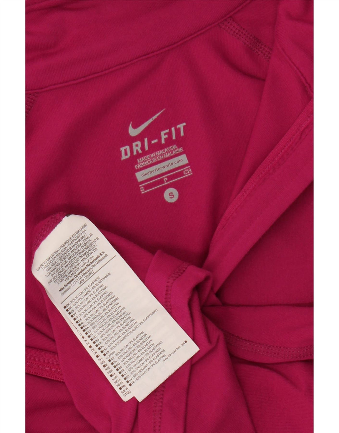 NIKE Mujer Dri Fit Zip Neck Pullover Chándal Top UK 10 Small Pink Nylon