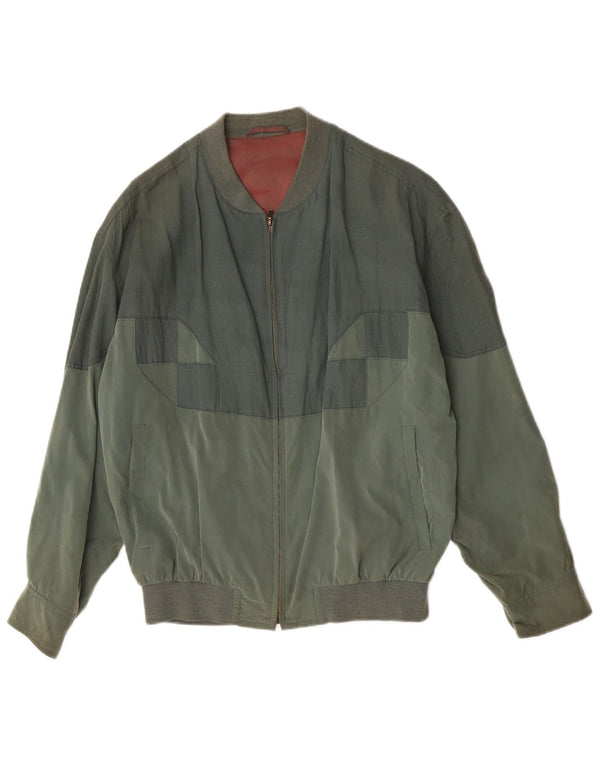 Chaqueta bomber vintage para hombre Reino Unido 40 Bloque de color verde grande