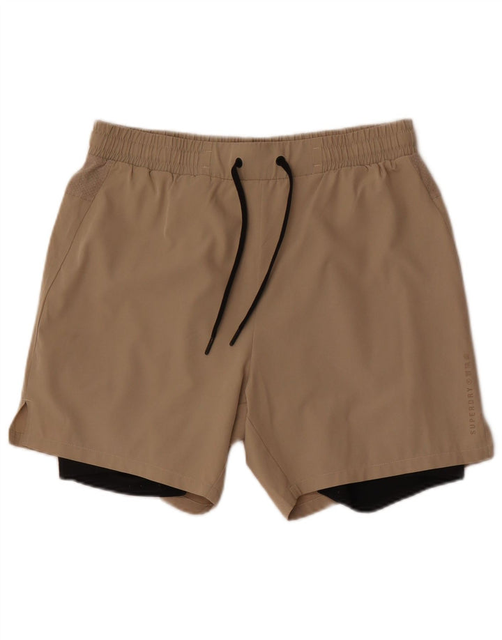 Superdry Shorts deportivos para hombre Poliéster color block en beige medio