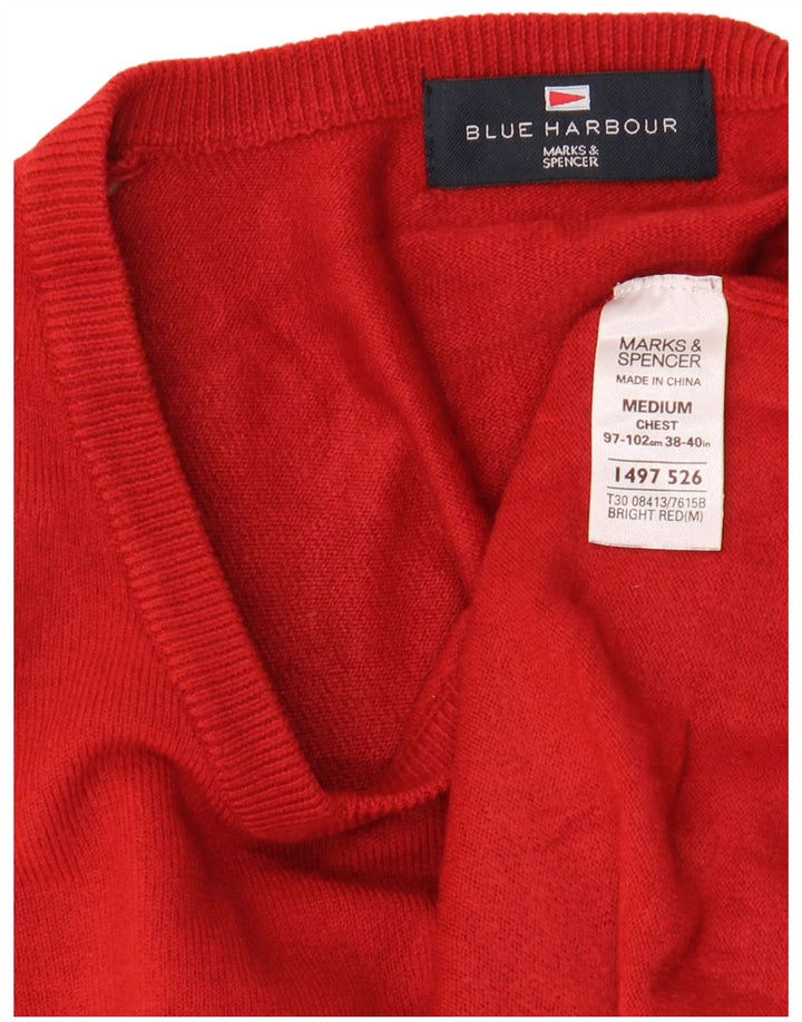 Marks & Spencer Jersey Azul Harbor con Cuello en V para Hombre Acrílico Rojo Medio