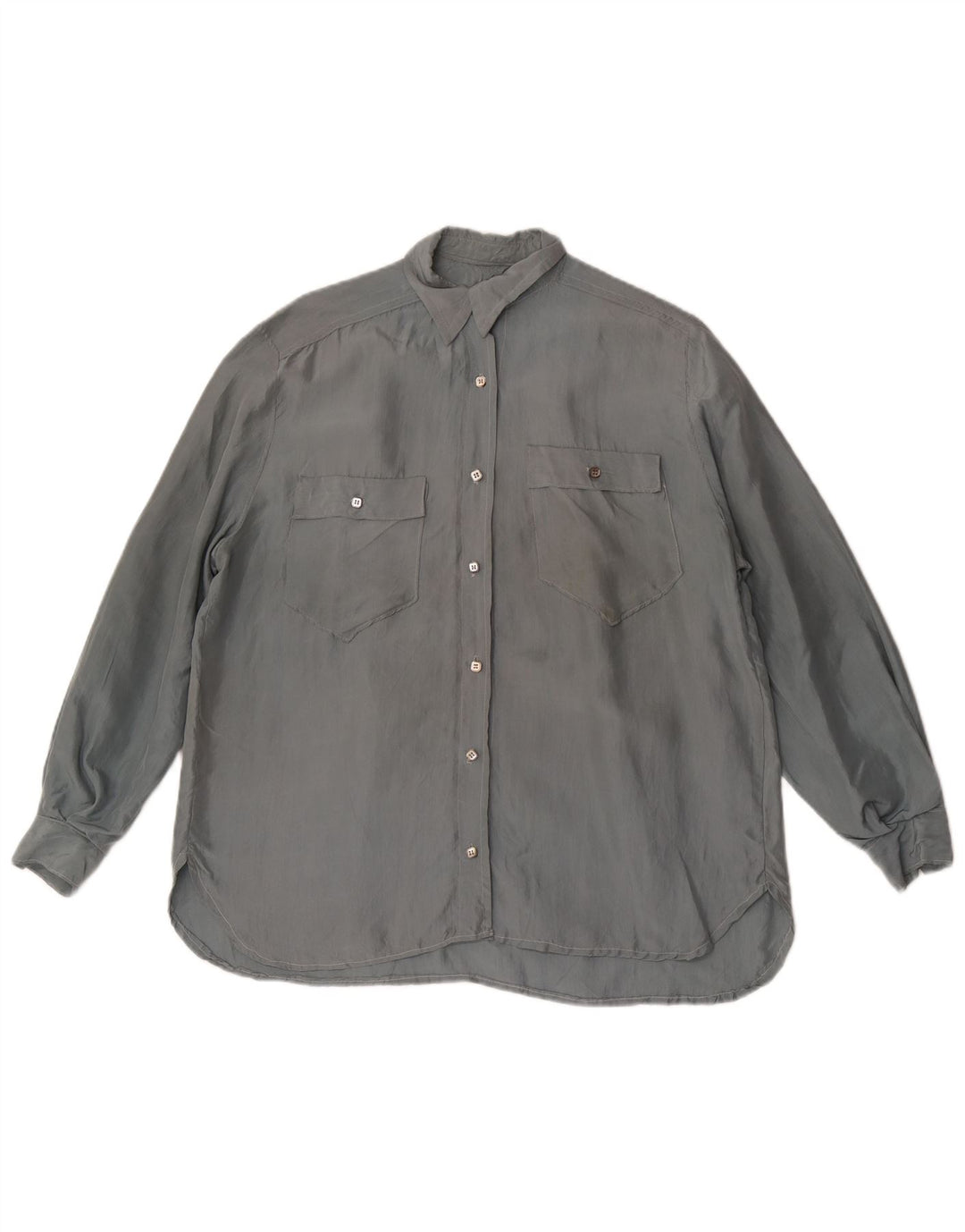 Vintage mujer camisa blusa Reino Unido 18 XL gris
