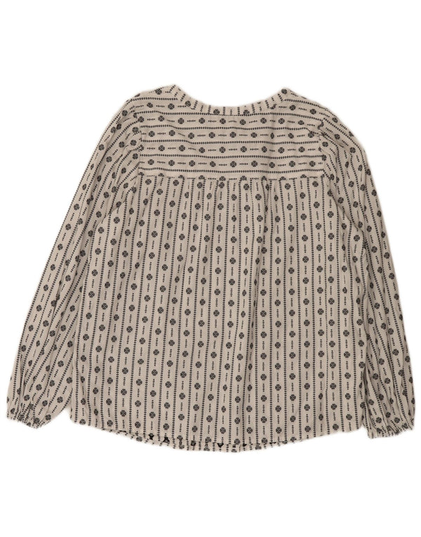 Marks & Spencer Blusa para Mujer Top UK 46 Grande Blanco Geométrico Algodón