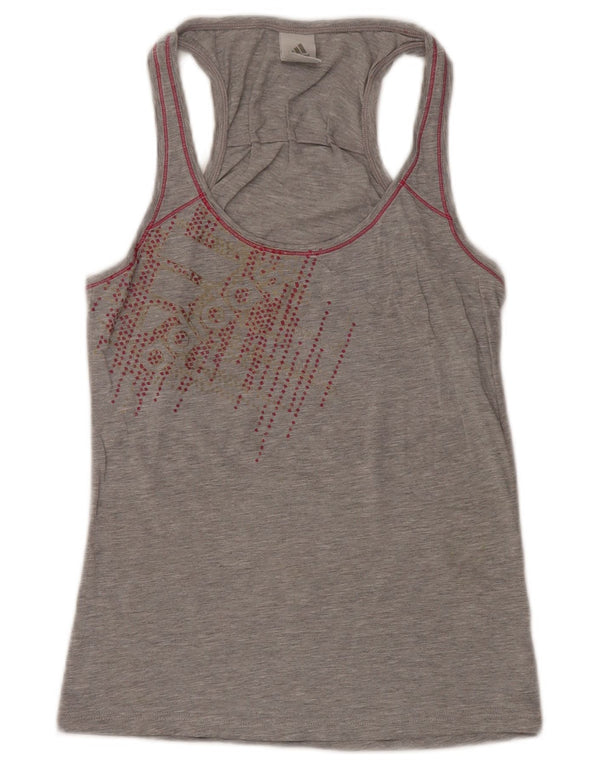 Adidas Mujer Gráfico Chaleco Top UK 12 Medio Gris Moteado